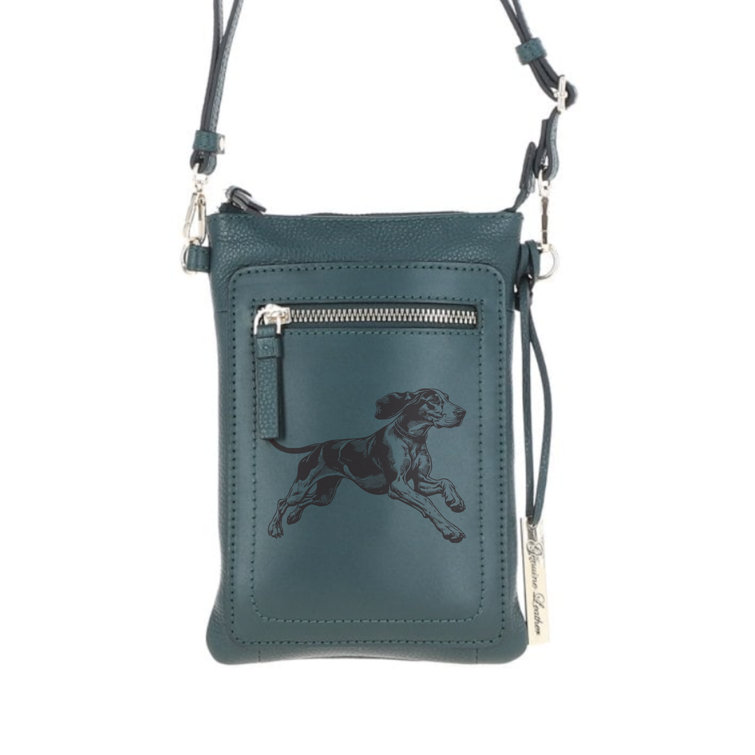 Personalised Hamiltonstovare Running Engraved Leather Crossbody Smart Phone Bag
