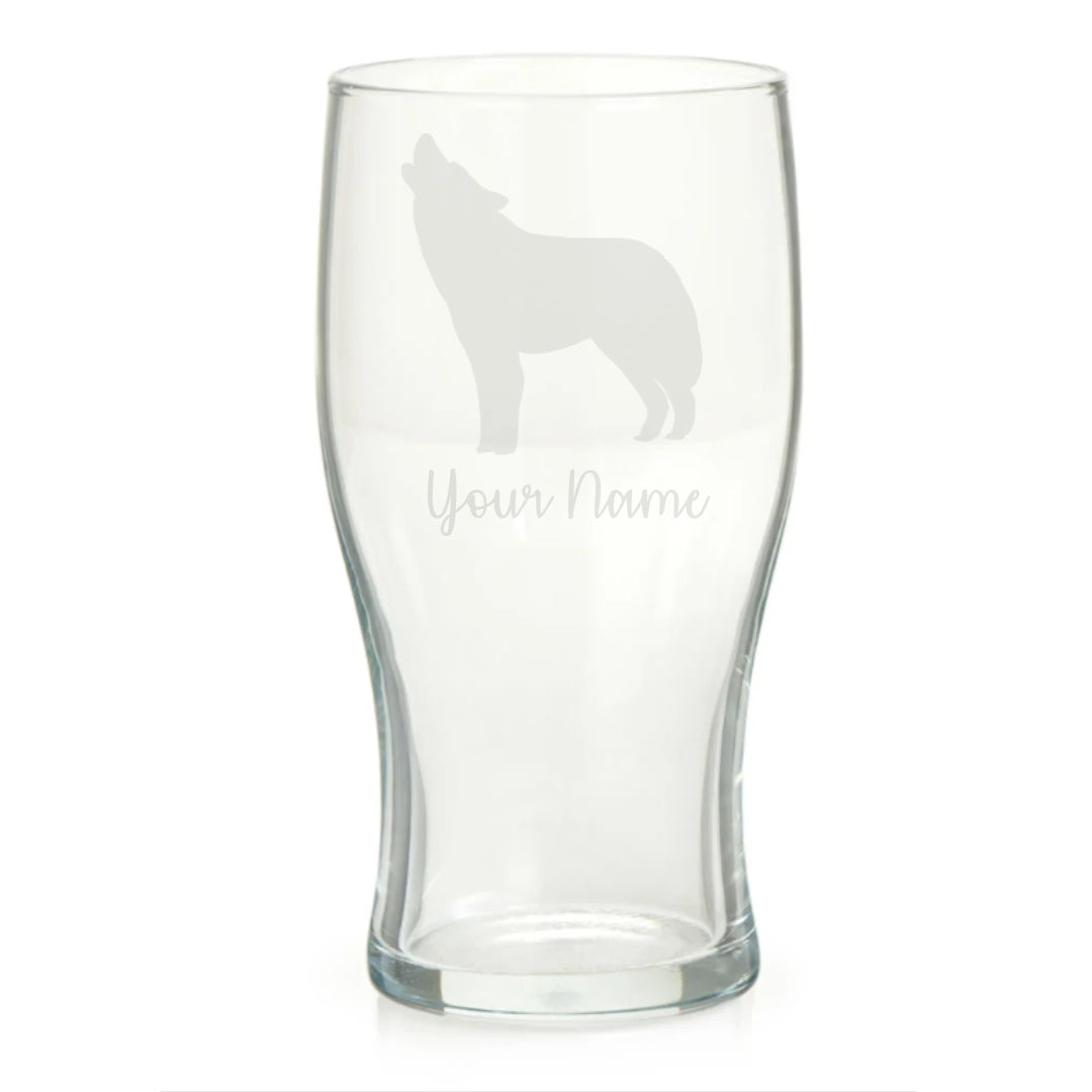 Personalised Wolf Pint Glass