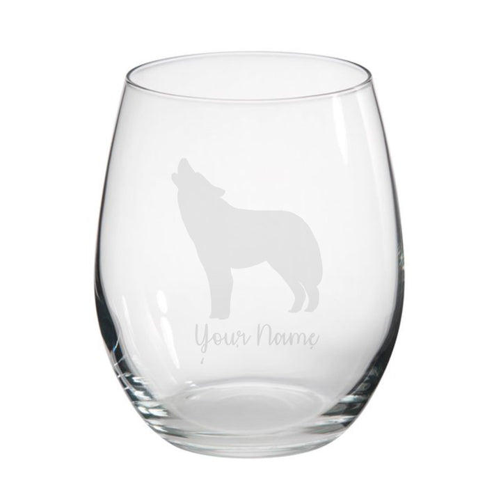 Personalised Wolf Stemless Glass