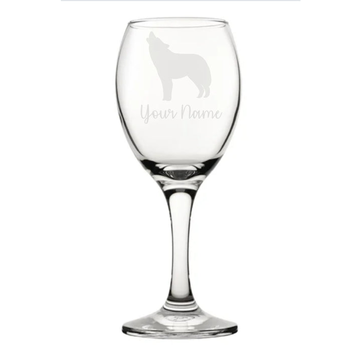 Personalised Wolf Wine Glass