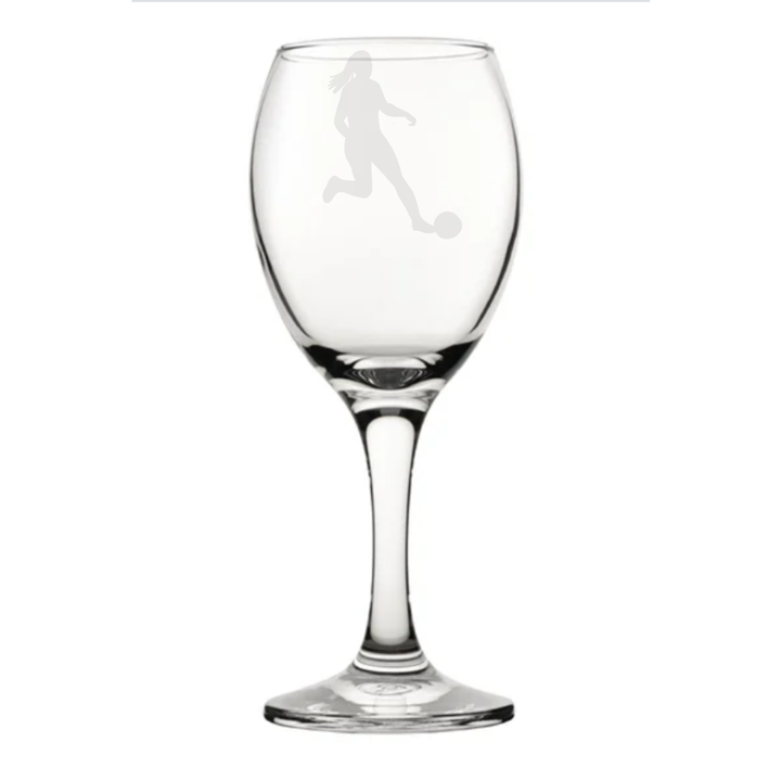 Personalised Female Football Player Wine Glass