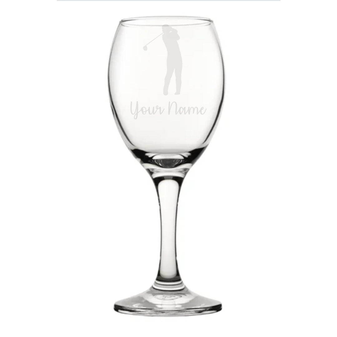 Personalised Male Golf Player Wine Glass