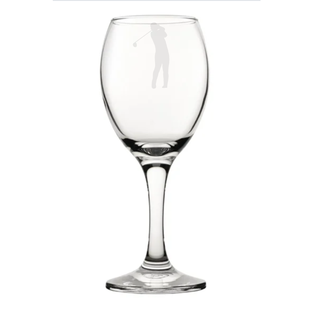 Personalised Male Golf Player Wine Glass