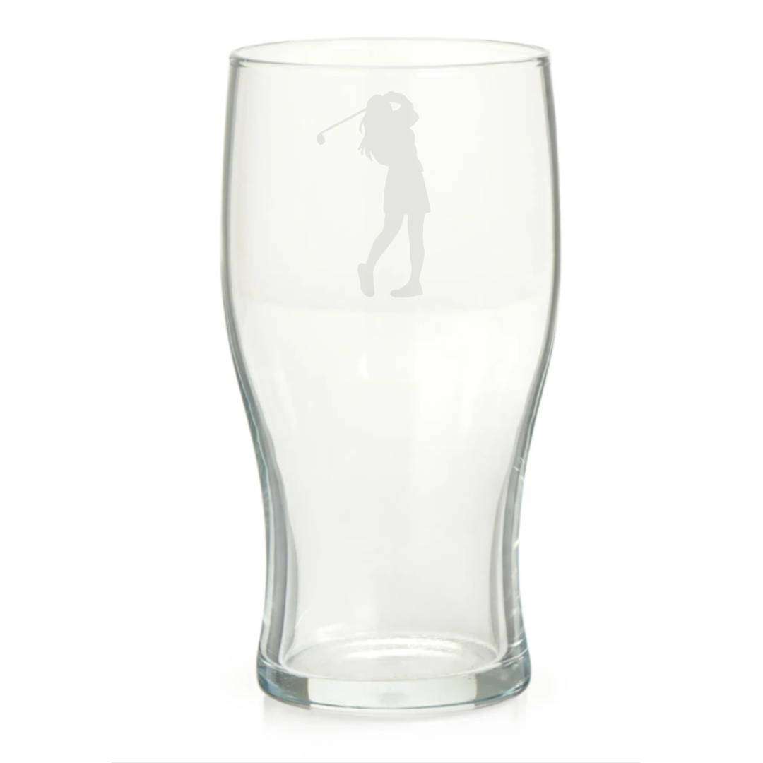 Personalised Female Golf Player Pint Glass