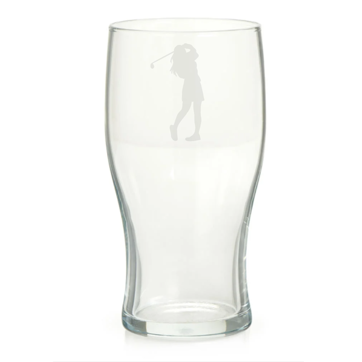 Personalised Female Golf Player Pint Glass