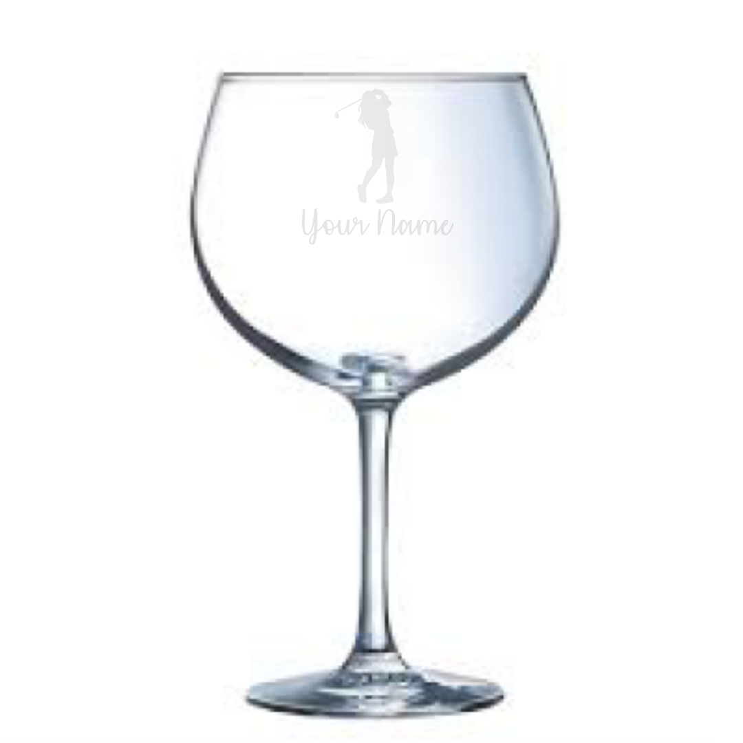 Personalised Female Golf Player Gin Glass