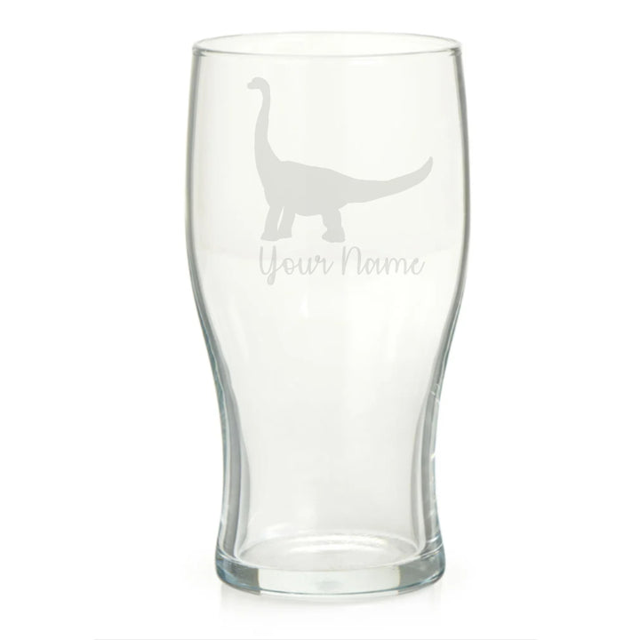 Personalised Brontosaurus Dinosaur Pint Glass