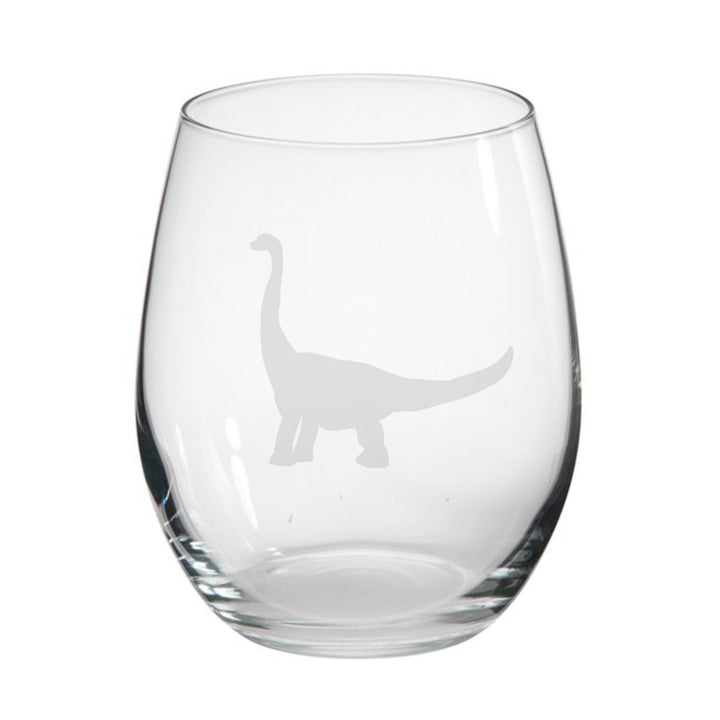 Personalised Brontosaurus Dinosaur Stemless Glass