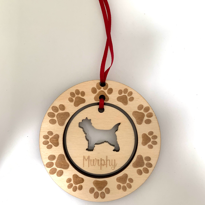 Personalised Cairn Terrier Hanging Decoration ~ Paw Wreath
