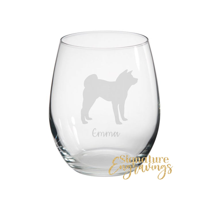 Personalised Akita Stemless Glass