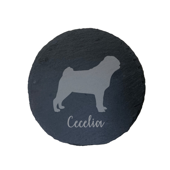 Personalised Adult Pug Slate Coaster