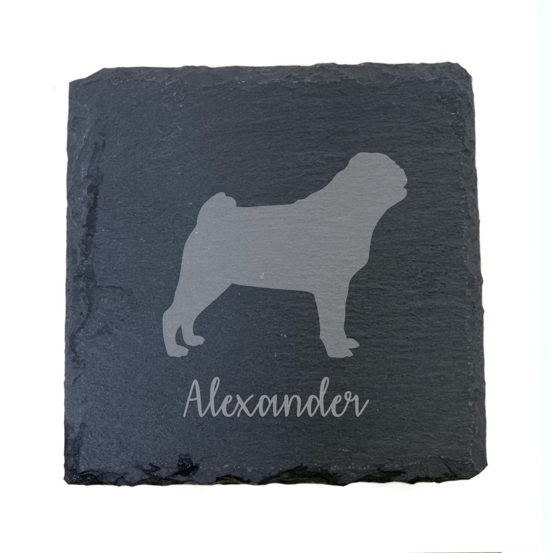 Personalised Adult Pug Slate Coaster