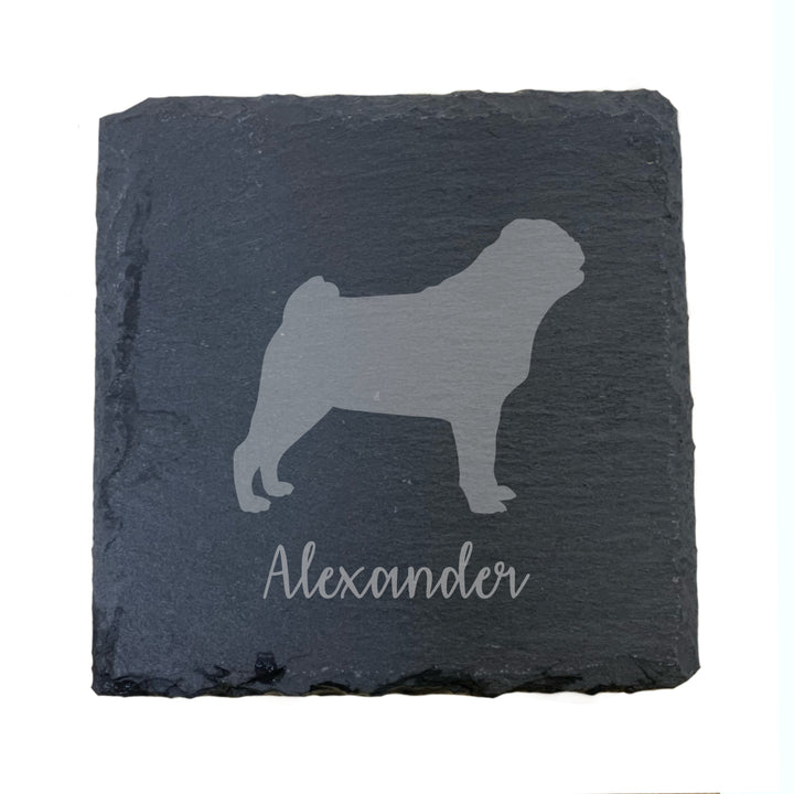 Personalised Adult Pug Slate Coaster