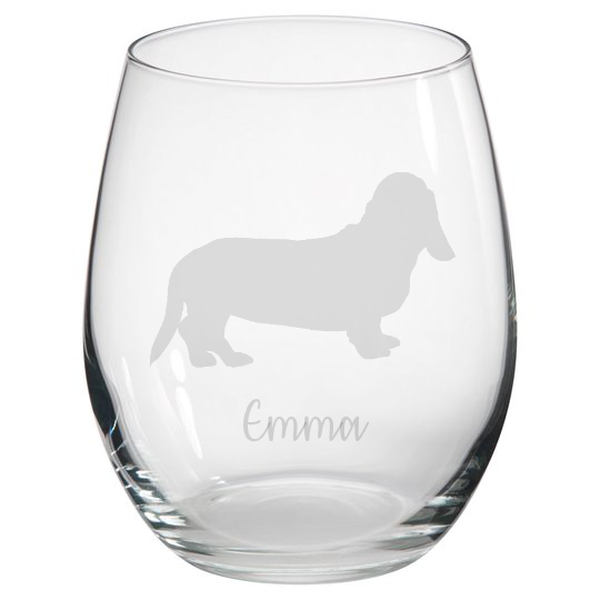 Personalised Basset Hound Stemless Glass