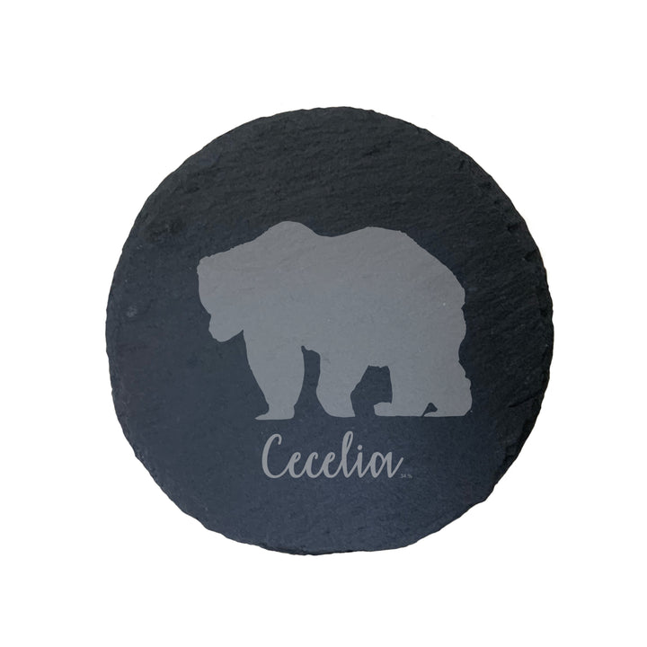 Personalised Bear Slate Coaster