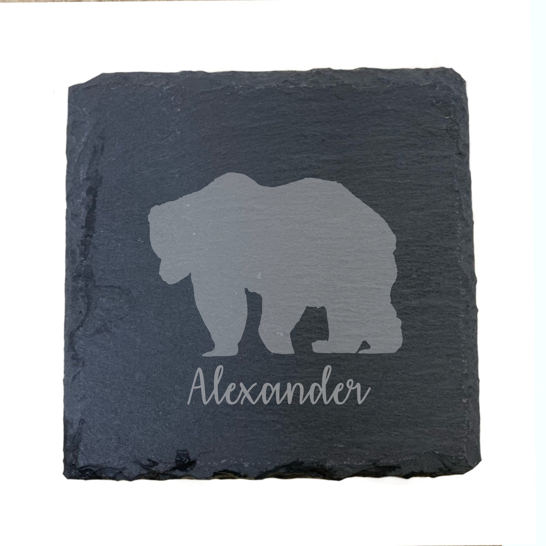 Personalised Bear Slate Coaster