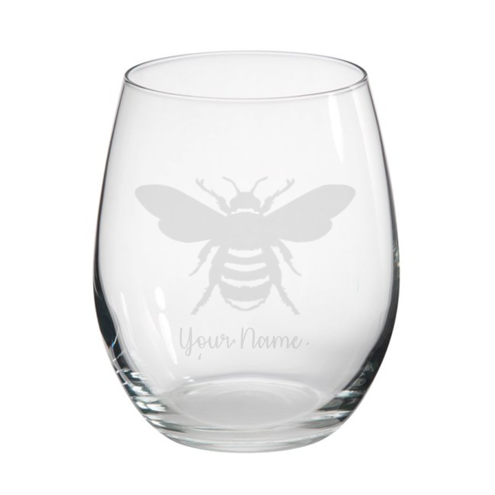 Personalised Bee Stemless Glass