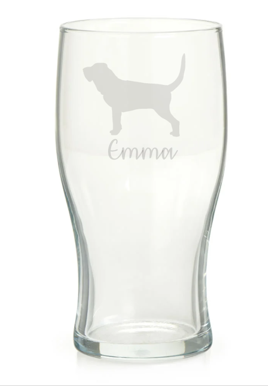 Personalised Bloodhound Pint Glass