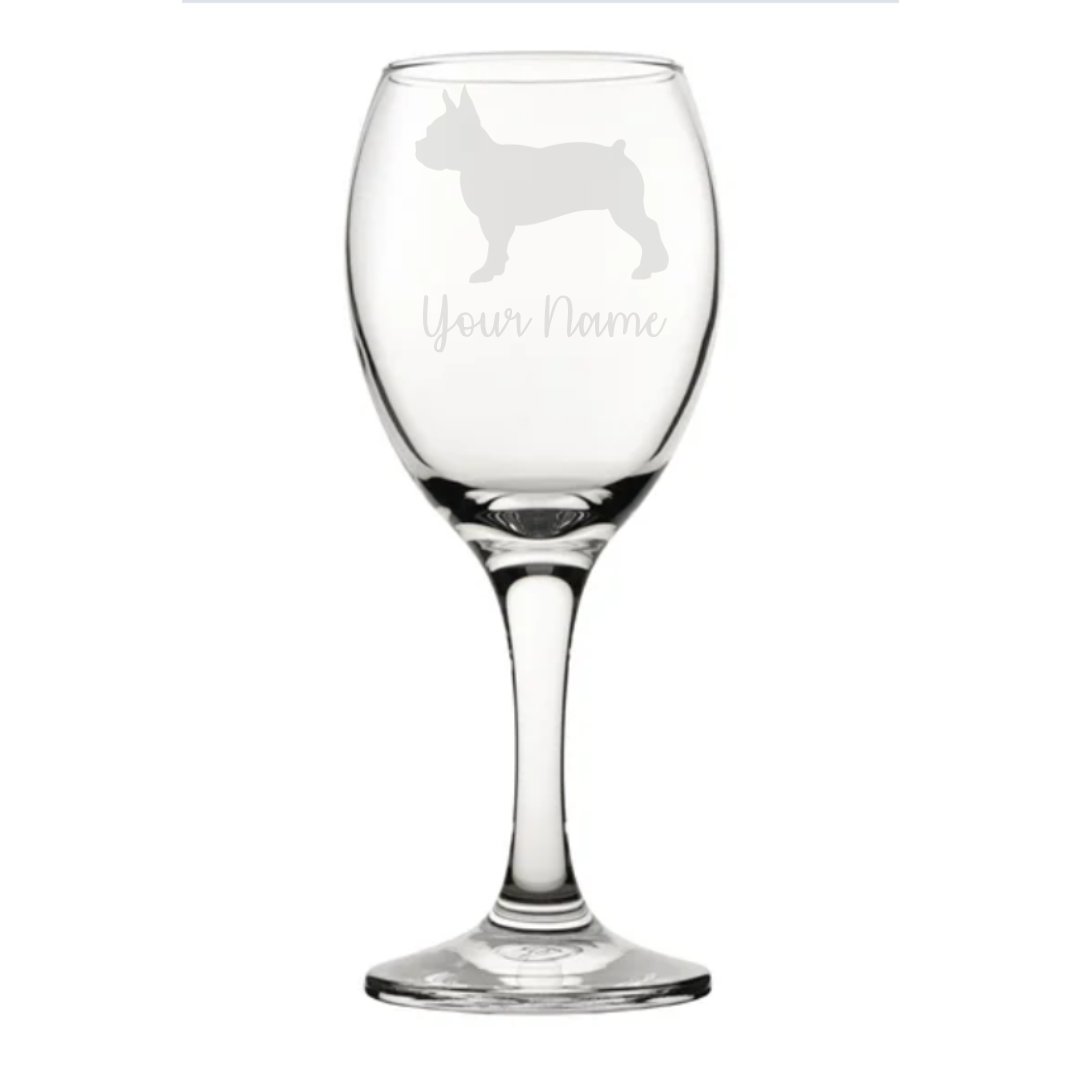 Personalised Boston Terrier Wine Glass