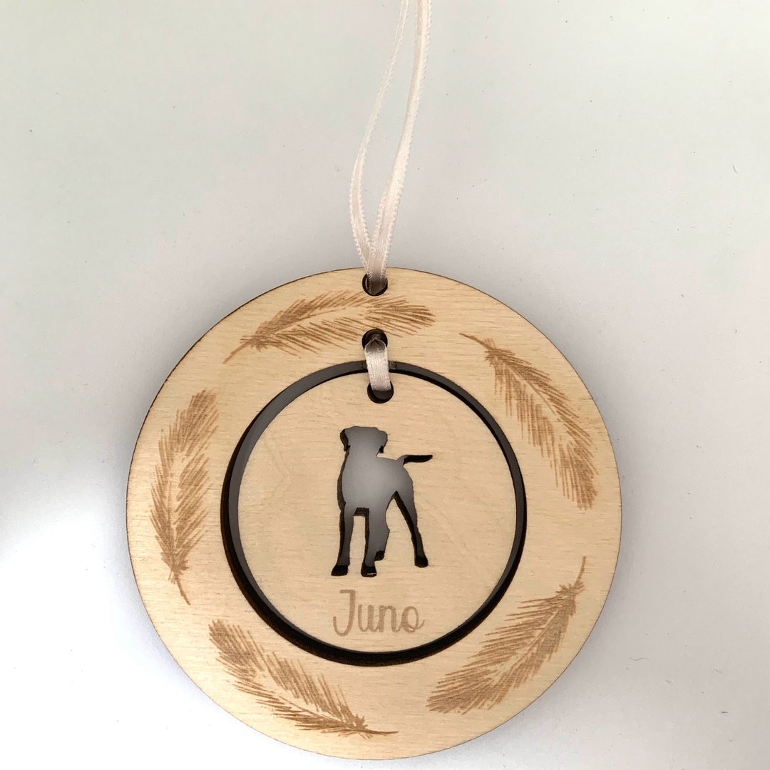 Personalised Boxer Hanging Decoration ~ Feather Wreath