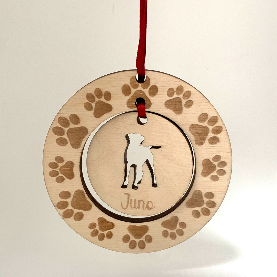 Personalised Boxer Hanging Decoration ~ Paw Wreath