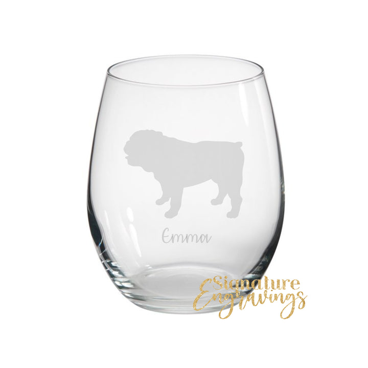 Personalised British Bulldog Stemless Glass