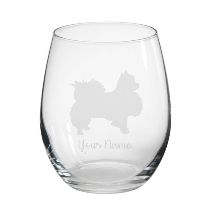 Personalised Longhair Chihuahua Stemless Glass