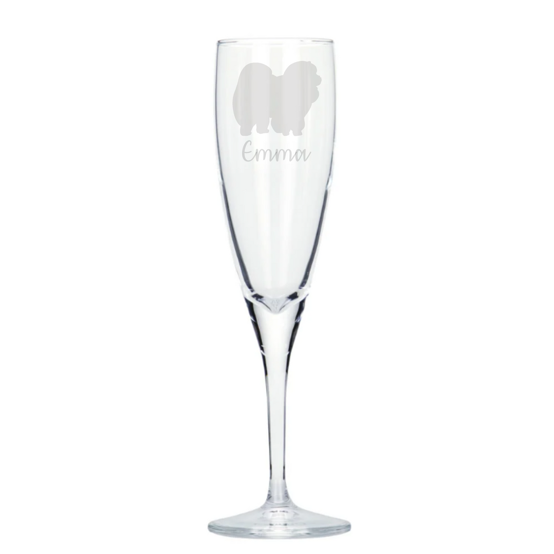 Personalised Chow Chow Champagne Glass