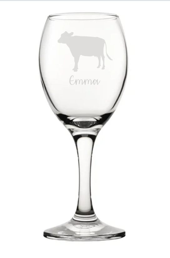 Personalised Cow Wine Glass