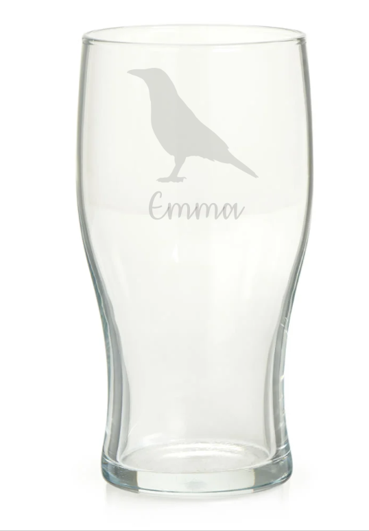Personalised Crow Pint Glass
