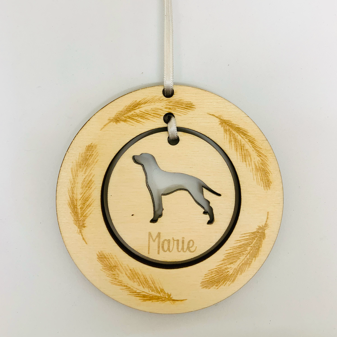 Personalised Dalmatian Hanging Decoration ~ Feather Wreath