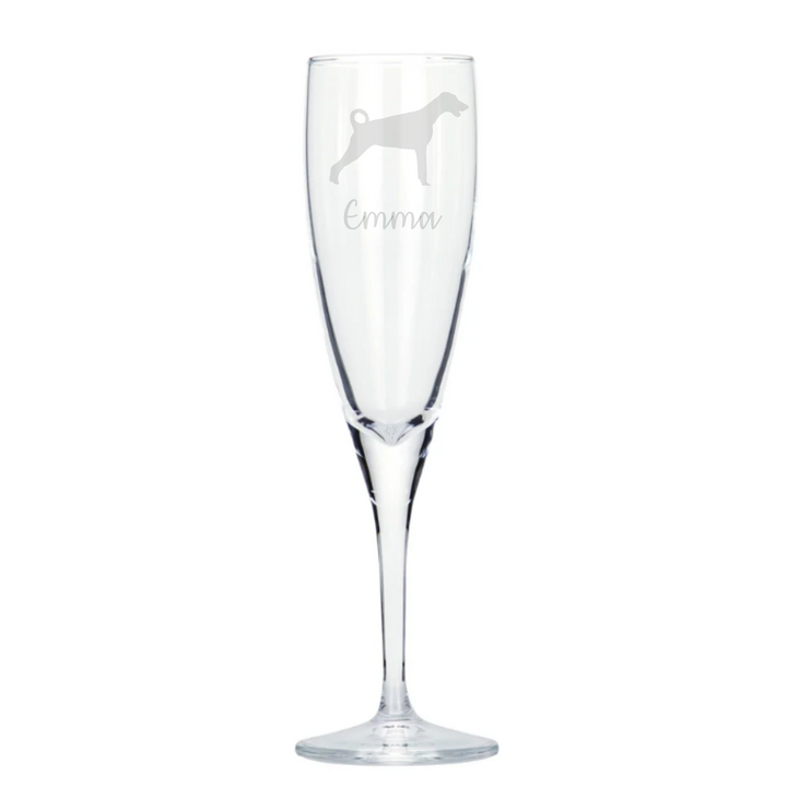 Personalised Doberman Champagne Glass