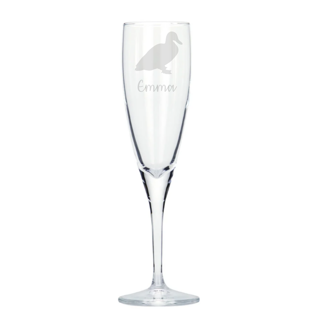 Personalised Duck Champagne Glass