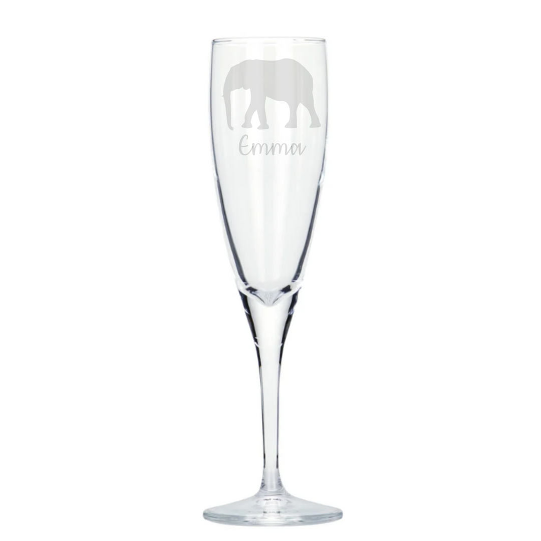 Personalised Elephant Champagne Glass