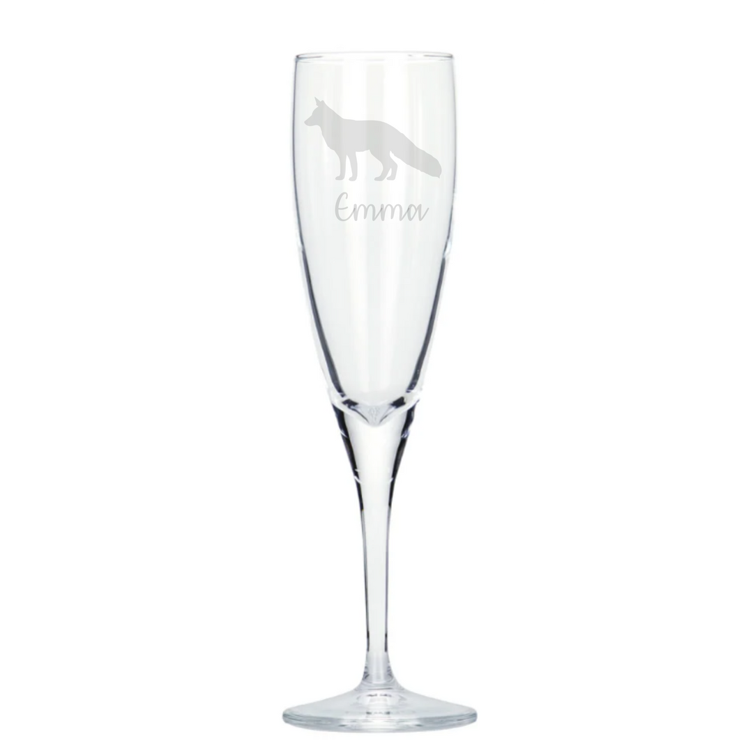 Personalised Fox Champagne Glass