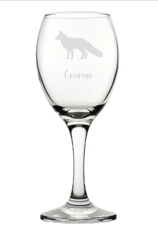 Personalised Fox Wine Glass