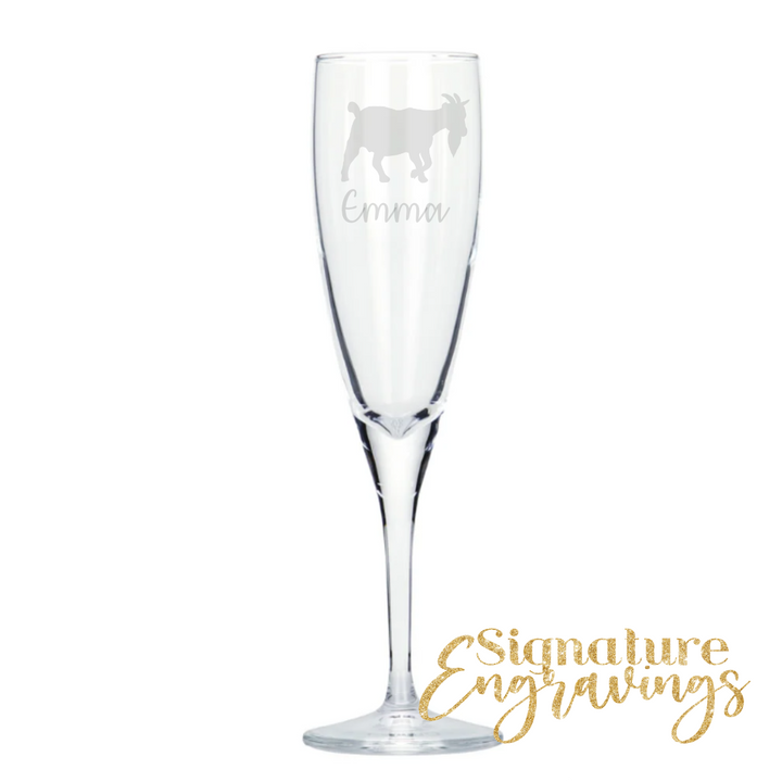 Personalised Goat Champagne Glass