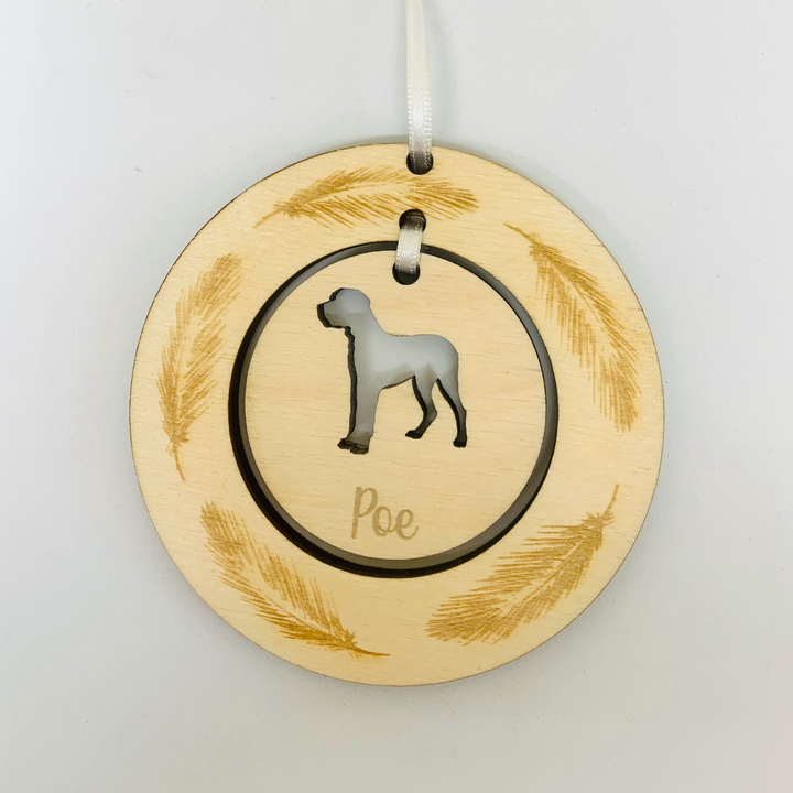Personalised Great Dane Hanging Decoration ~ Feather Wreath