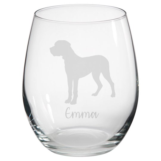 Personalised Great Dane Stemless Glass