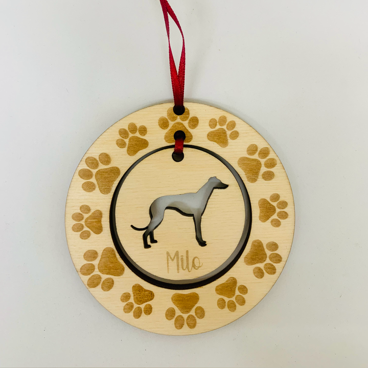 Personalised Greyhound Hanging Decoration ~ Paw Wreath