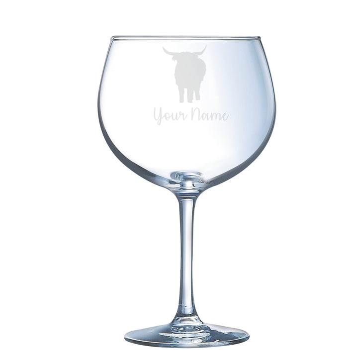Personalised Highland Cow Gin Glass
