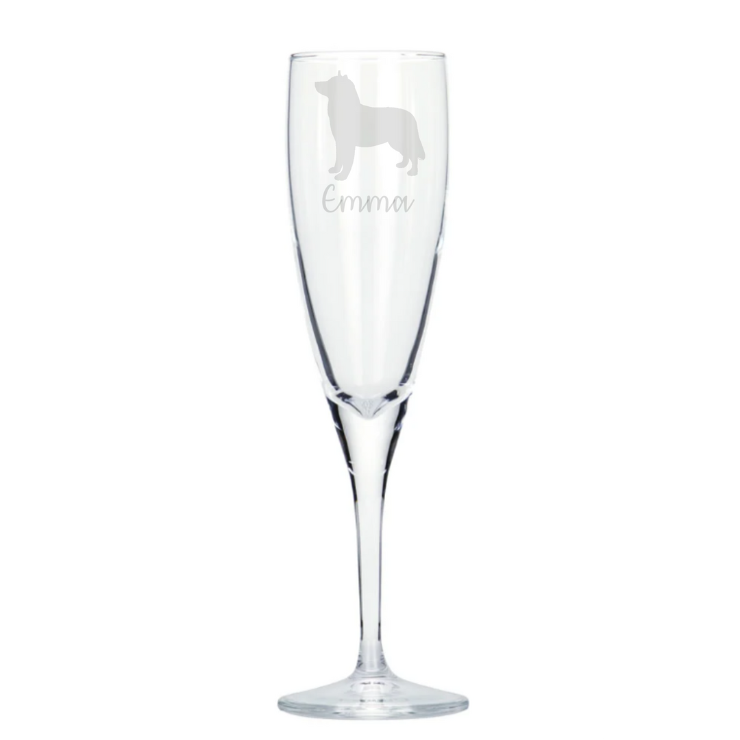 Personalised Husky Champagne Glass