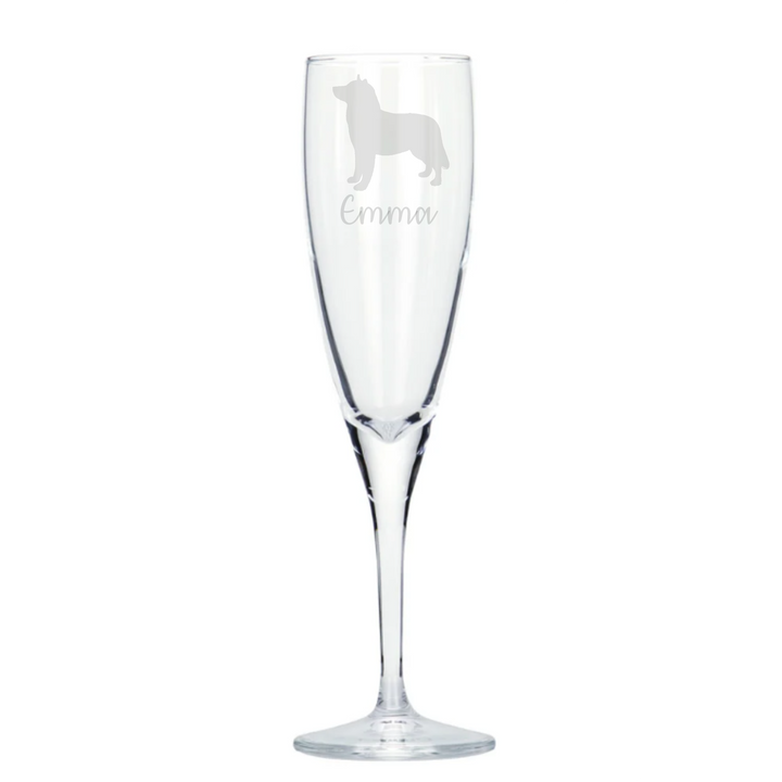 Personalised Husky Champagne Glass