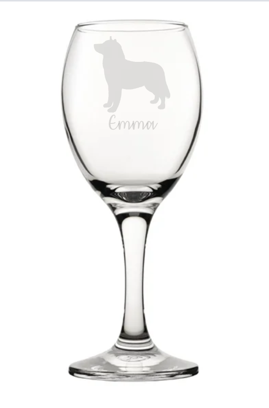 Personalised Husky Wine Glass