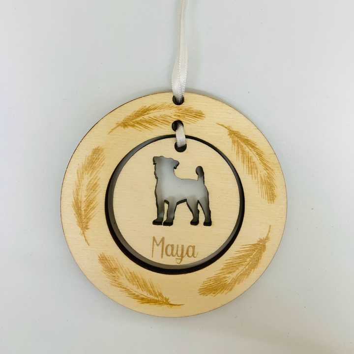 Personalised Jack Russell Hanging Decoration ~ Feather Wreath