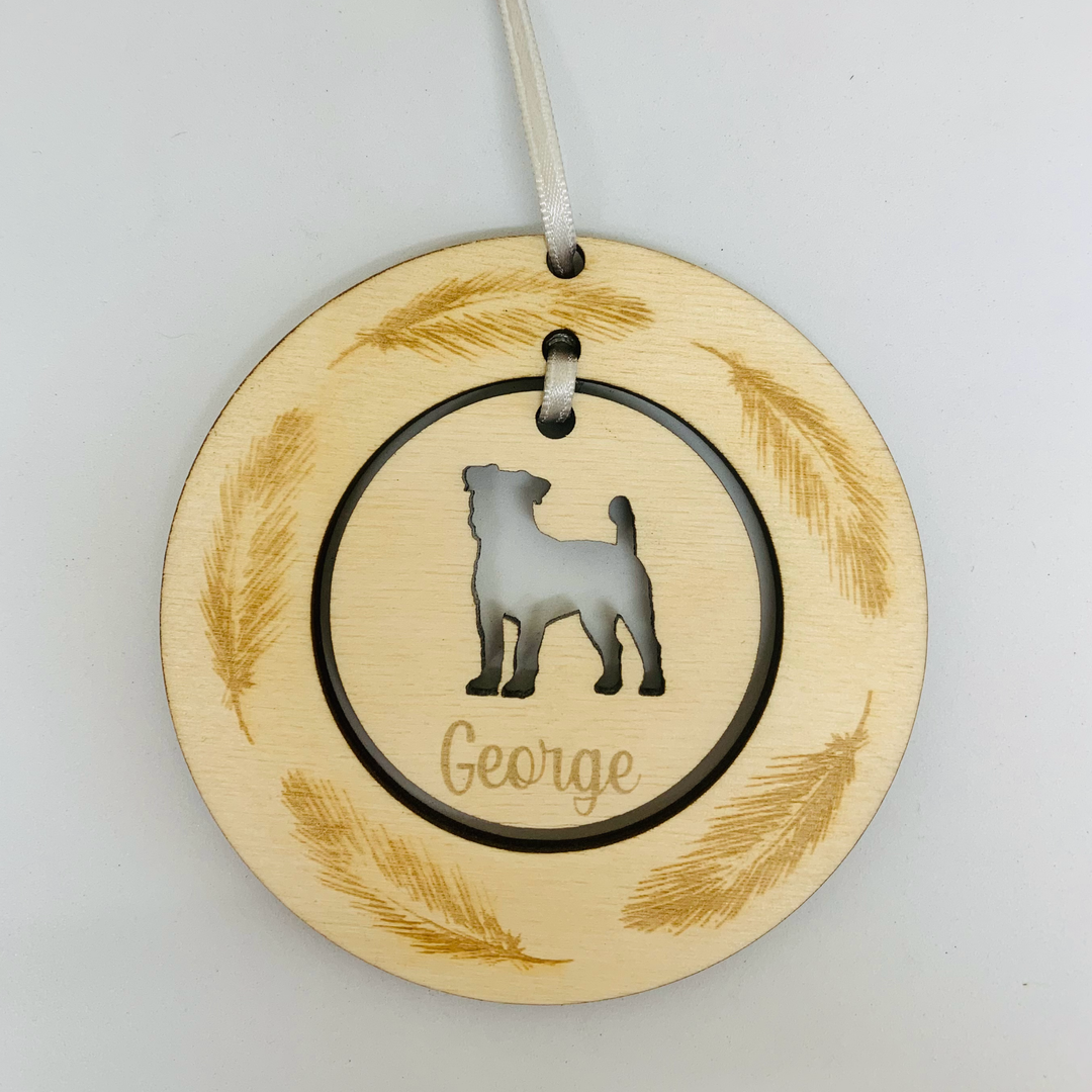 Personalised Jack Russell Hanging Decoration ~ Feather Wreath