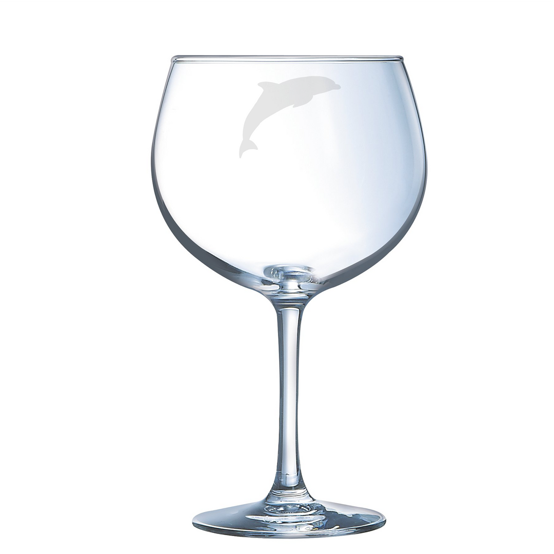 Personalised Jumping Dolphin Balloon Gin Glass