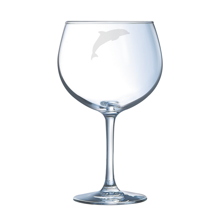Personalised Jumping Dolphin Balloon Gin Glass
