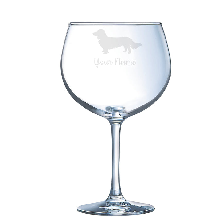 Personalised Longhaired Dachshund 'Sausage Dog' Gin Glass