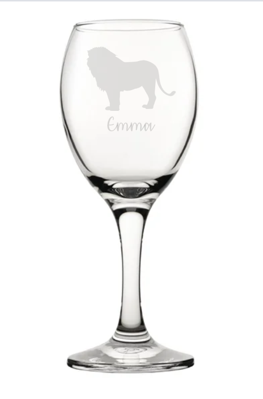Personalised Lion Wine Glass